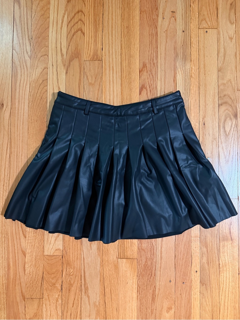 AKIRA Black Pleated Faux Leather Mini Skirt